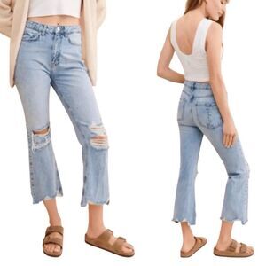 Urban Outfitters BDG Wilco Destroyed High-Waisted Cropped Flare Jeans sz 25